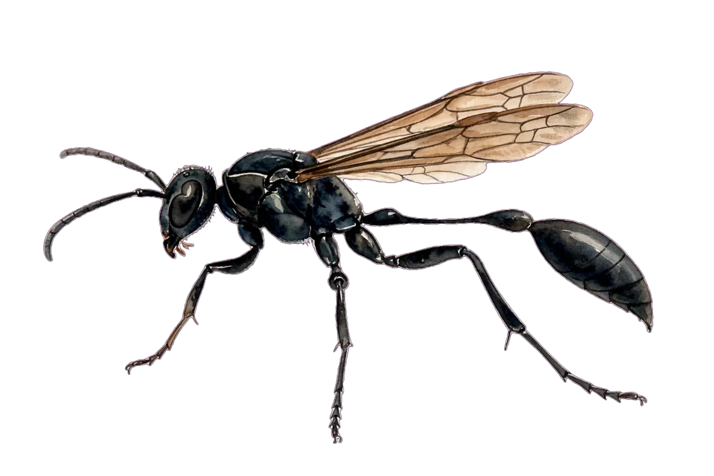 Illustrated identification of a mud dauber