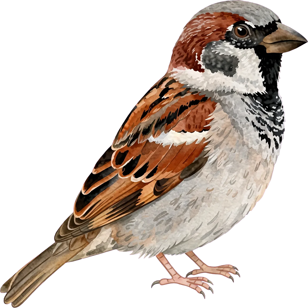 Illustrated identification of a house sparrow
